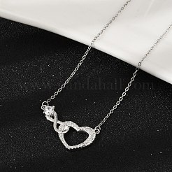 Pendentif cœur infini en laiton et zircone cubique transparente&nbsp;NJEW-V011-01P
