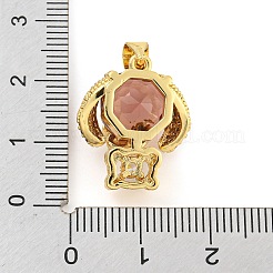 Colgantes de circonita cúbica transparente micro pavé de latón chapado en rack&nbsp;ZIRC-L100-154G-01