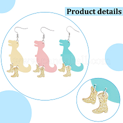 3 Paar 3 Farben Dinosaurier & High Heels Acryl-Ohrhänger&nbsp;EJEW-AN0002-79