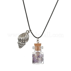 Halskette mit Anhänger aus Glasflasche und Muschellegierung&nbsp;NJEW-FZ00016