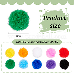 500 Stück 10 Farben DIY Puppe Handwerk Pom Pom Garn Pom Pom Bälle&nbsp;AJEW-PH0011-75