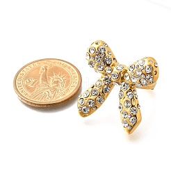 Bowknot 304 Edelstahl Strass Manschettenringe für Frauen&nbsp;RJEW-A058-01B-G