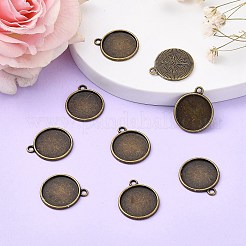 Flache runde Legierung Anhänger Fassungen&nbsp;PALLOY-N0088-35AB-NF