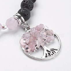 Natürliche Stretch-Armbänder aus Rosenquarz und Lavastein&nbsp;BJEW-JB03953-03