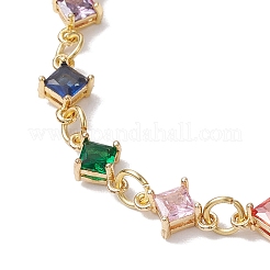 Bracciali a maglie in vetro trasparente a rombo&nbsp;BJEW-JB11002