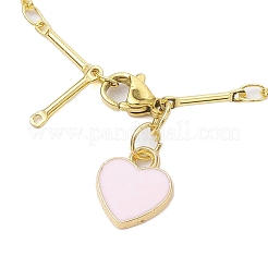 Braccialetti a maglie smaltate in lega con cuore di pesca&nbsp;BJEW-JB10412