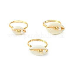 Fingerringe aus natürlicher Shiva-Auge-Muschel&nbsp;RJEW-TA00166