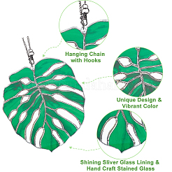 Decoraciones colgantes de acrílico de hoja de monstera&nbsp;HJEW-WH0043-33B