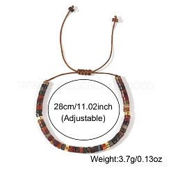 Braccialetti intrecciati con perline di diaspro policromo naturale rotondo piatto/pietra picasso/diaspro picasso&nbsp;XT5417