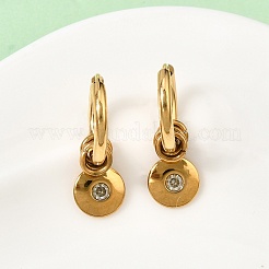 Pendientes de aro de acero inoxidable 304 con circonita cúbica transparente para mujer&nbsp;EJEW-K328-02G