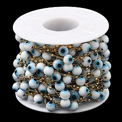 Cadenas de eslabones con cuentas de murano de mal de ojo&nbsp;CHS-G028-04G-06