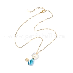 Halsketten mit Messing-Kabelkette und Anhänger in Katzenform aus Glas für Damen&nbsp;NJEW-JN05274