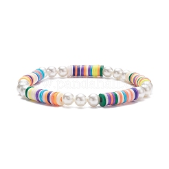 Set di braccialetti elasticizzati con perle di conchiglia e argilla polimerica da 2 pz&nbsp;BJEW-TA00088
