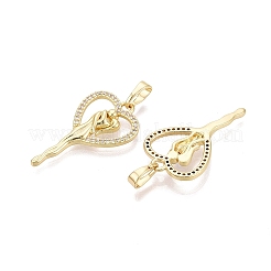 Pendentifs en laiton micro pavé de zircone cubique transparent pour la saint-valentin&nbsp;KK-Q072-08G