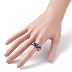 4 pz 4 colori perline di semi di vetro intrecciati anelli per le dita per le donne&nbsp;RJEW-JR00420