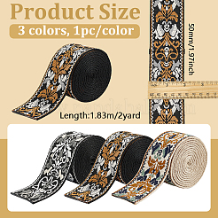 3 Stück 3 Farben Polyester-Jacquard-Blumenband&nbsp;OCOR-BC0006-68