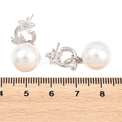 Valentinstag-Ohrstecker aus Messing mit Mikropavé-Fassung und klaren Zirkonia&nbsp;EJEW-Z164-05P