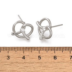 Pendientes con forma de corazón de latón chapado en rack y micro pavé de circonitas cúbicas transparentes&nbsp;EJEW-H143-17P