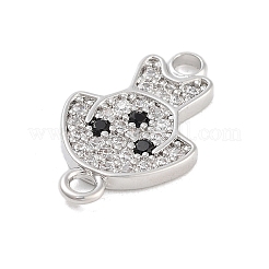 Ciondoli per connettori per cuccioli di animali domestici con pavé in ottone trasparente e nero con zirconi cubici&nbsp;KK-Z061-01P-02