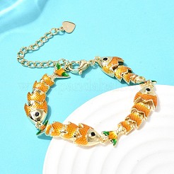 Messing-Gliederkettenarmbänder mit Mikropflaster und Zirkonia für Damen&nbsp;BJEW-H639-01G
