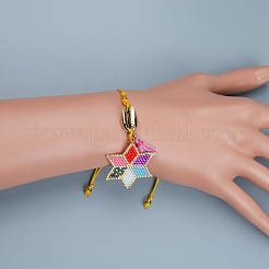 Braccialetti regolabili con ciondoli a forma di stella intrecciati con perline di vetro&nbsp;HR8950
