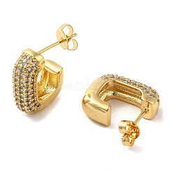 Orecchini a bottone da donna in ottone con micro pavé di zirconi trasparenti&nbsp;EJEW-A040-05G