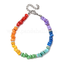 Chakra-gefärbte Armbänder aus natürlichen Süßwassermuscheln für Frauen&nbsp;BJEW-JB12476