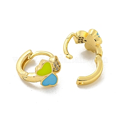 Orecchino a cerchio in zirconi cubici micro pavè di ottone&nbsp;EJEW-C088-16G-01