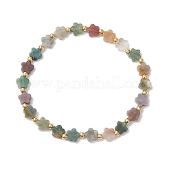 Braccialetti elastici in perline di agata indiana naturale per le donne&nbsp;BJEW-JB11768-01