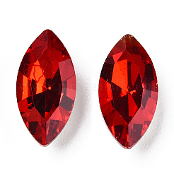 Cabochons en verre avec strass de dos avec point&nbsp;RGLA-T083-9x18mm-07