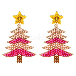 Alberi di natale con orecchini pendenti in lega a forma di stella per donna&nbsp;EJEW-Z078-03C