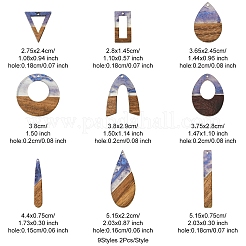 18 pz 9 stili resina trasparente e pendenti in legno di noce&nbsp;RESI-FS0001-78
