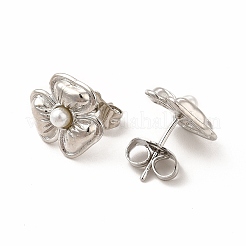 Orecchini a bottone in ottone con placcatura a fiori per donna&nbsp;EJEW-H091-21P