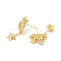 Cheval de bataille en zircone cubique avec boucles d'oreilles pendantes étoile&nbsp;EJEW-G297-02G