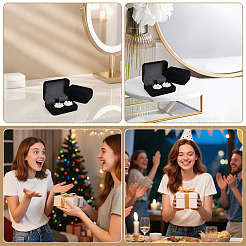 4 boîte à boutons de manchette en velours avec couvercle à charnière et intérieur noir&nbsp;CON-PH0003-64A