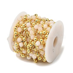 Chaînes de perles rondes à facettes en jade blanc faites à la main&nbsp;CHC-F021-01G-03