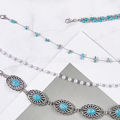 2 set di 2 stili di scaglie di turchese sintetico e perle di plastica finte perle a catena per cappelli&nbsp;AJEW-CN0004-03