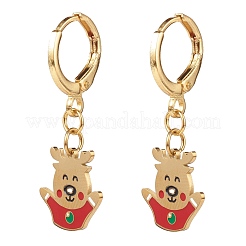 Pendientes de aro huggie de latón para navidad&nbsp;EJEW-JE04509