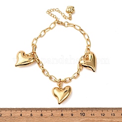 Bracelets à breloques en forme de cœur en acier inoxydable 304&nbsp;BJEW-G758-02G