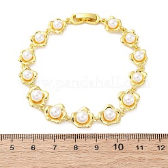 Blumen-Gliederarmbänder aus Messing&nbsp;BJEW-G740-01G