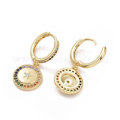 Orecchini a cerchio pendenti con stella di zirconi colorati&nbsp;EJEW-I280-04G