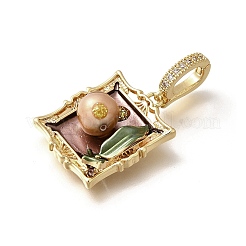 Pendentifs en laiton avec micro pavé de zircone cubique&nbsp;KK-R212-03G-05