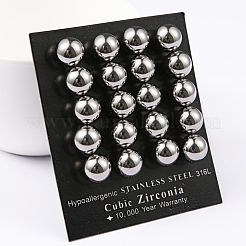 Anlaufgeschützte Ohrstecker aus 304 Edelstahl mit Kugeln&nbsp;EJEW-2224-10mm-P