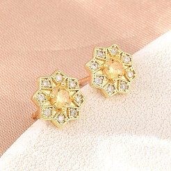 Aretes de latón con micro pavé de circonio cúbico para mujer&nbsp;KK-A305-03G