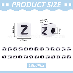 1300 pièce de 26 styles de perles acryliques opaques blanches&nbsp;MACR-UN0001-12