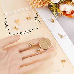 10 pièce de boucles d'oreilles à tige en laiton et strass&nbsp;KK-BBC0009-24