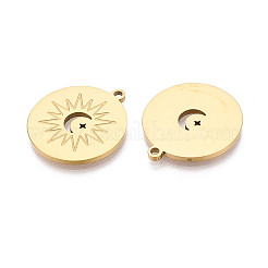 Ciondolo rotondo piatto in acciaio inossidabile 304 con luna e sole&nbsp;STAS-T073-06G