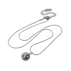Collar de cadena de serpiente redonda con colgante de Yin-Yang&nbsp;NJEW-Z044-12P