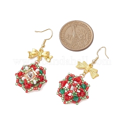 Weihnachtsmotiv Blumen-Ohrringe aus Glasperlen für Damen&nbsp;EJEW-MZ00205