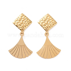 Orecchini pendenti a forma di ventaglio in acciaio inossidabile 304 con rombo per donna&nbsp;EJEW-G328-25